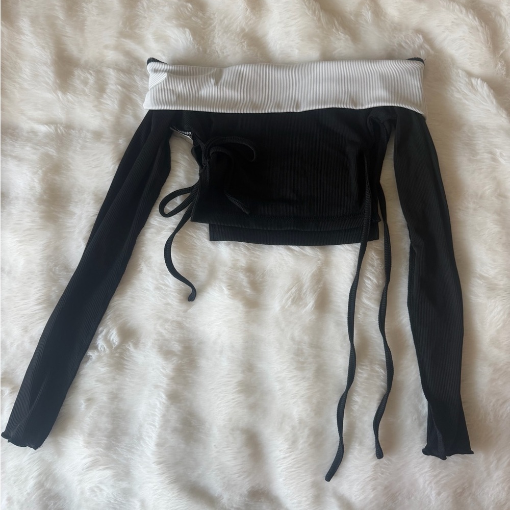 Black and White Off-Shoulder Top
